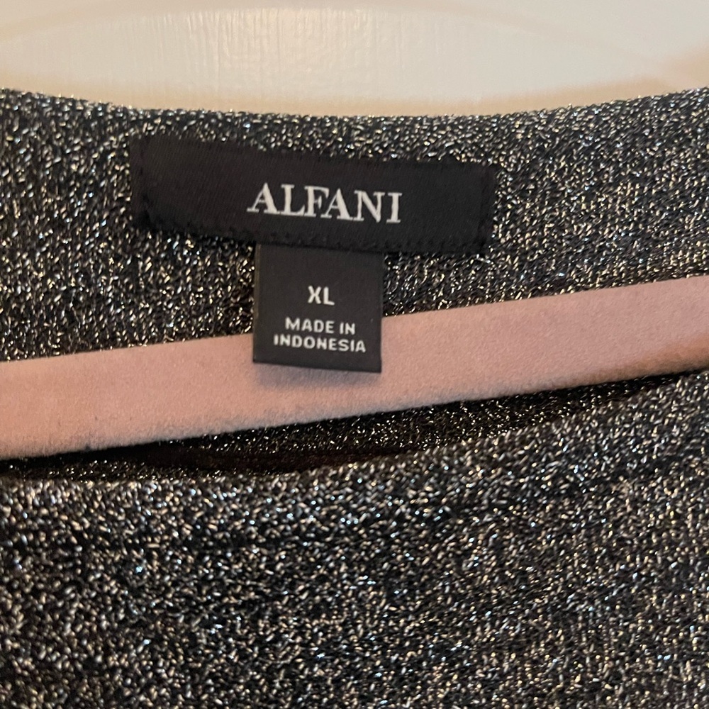 Alfani Boatneck Silver short sleeve top size XL EUC - Picture 6 of 6